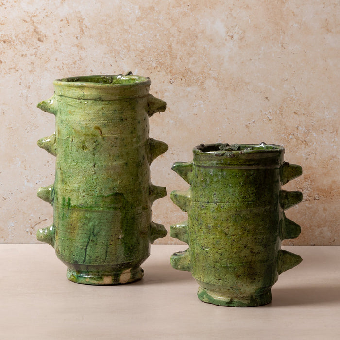 Moroccan Green Tamegroute Spike Detail Vases