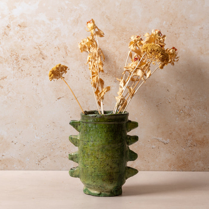 Moroccan Green Tamegroute Spike Detail Vases