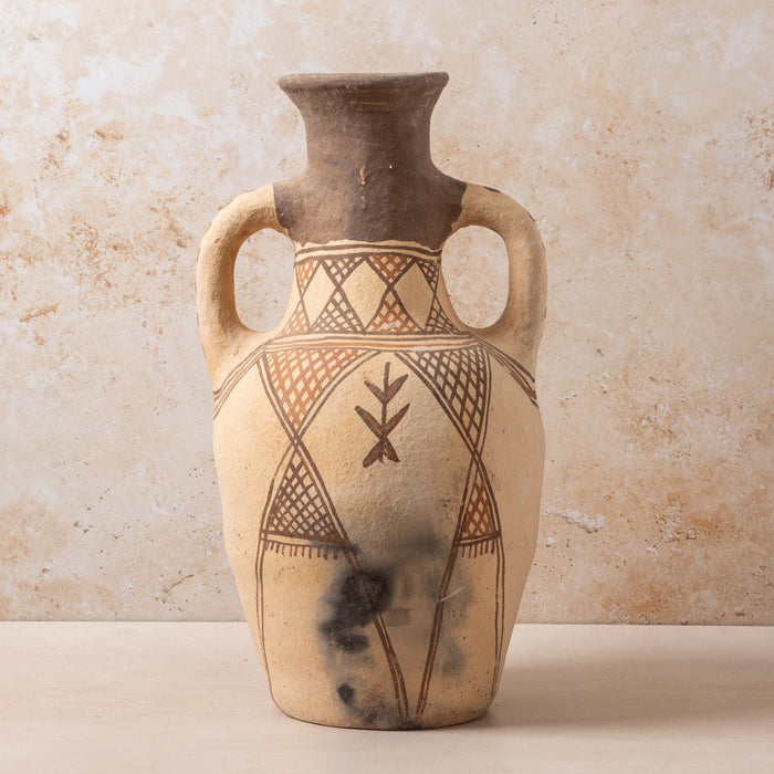 Moroccan Rif Pottery XL Tall Vase with Handles