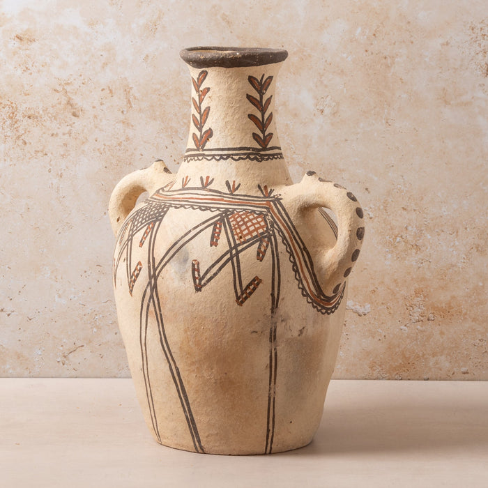 Moroccan Rif Pottery XL Wide Vase with Handles
