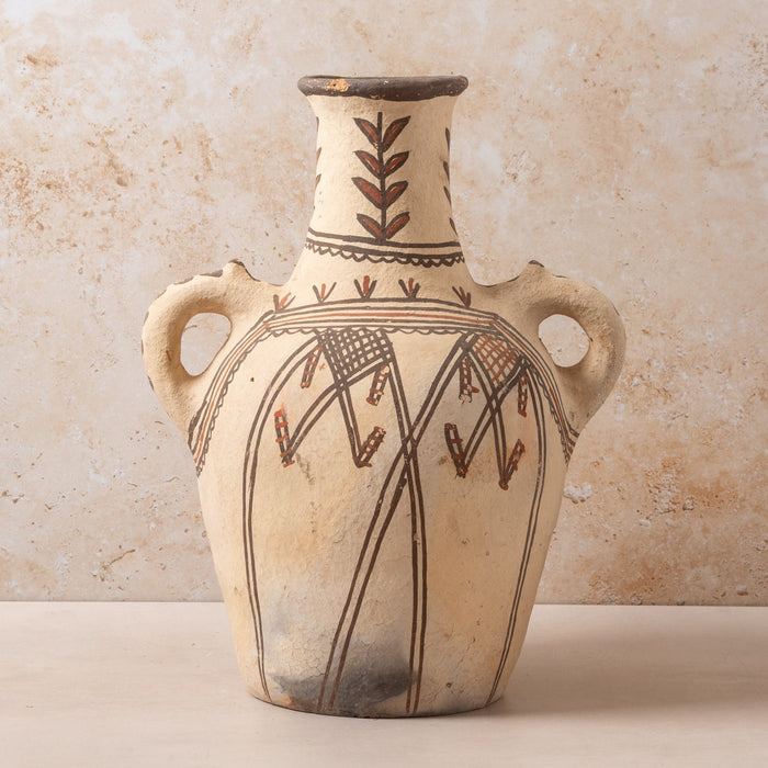 Moroccan Rif Pottery XL Wide Vase with Handles