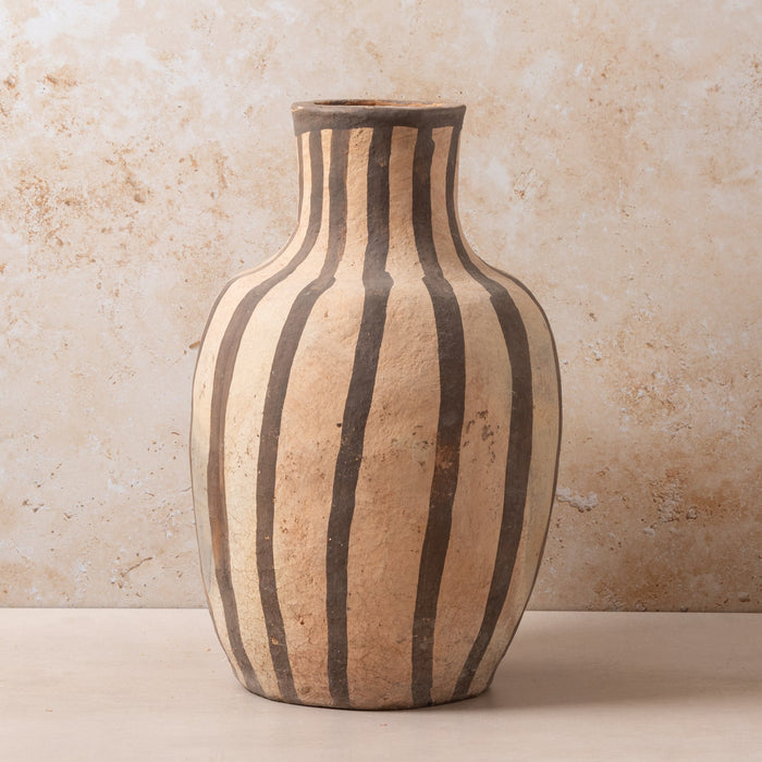 Moroccan Pottery XL Tall Stripe Vase