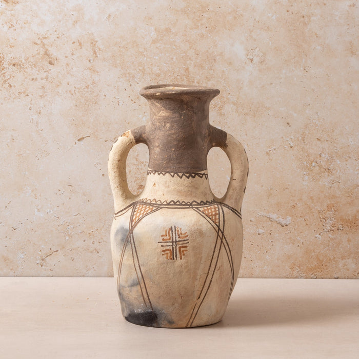 Moroccan Rif Pottery Double Handle Medium Vase