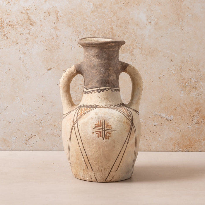 Moroccan Rif Pottery Double Handle Medium Vase