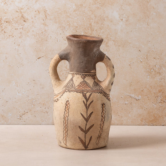 Moroccan Rif Pottery Double Handle Medium Vase