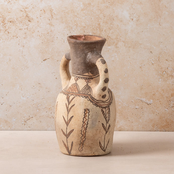 Moroccan Rif Pottery Double Handle Medium Vase
