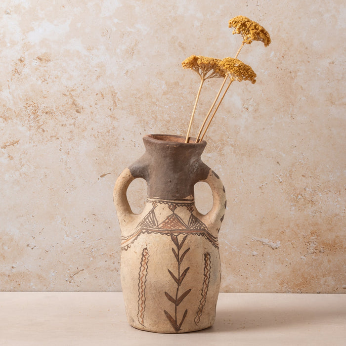 Moroccan Rif Pottery Double Handle Medium Vase