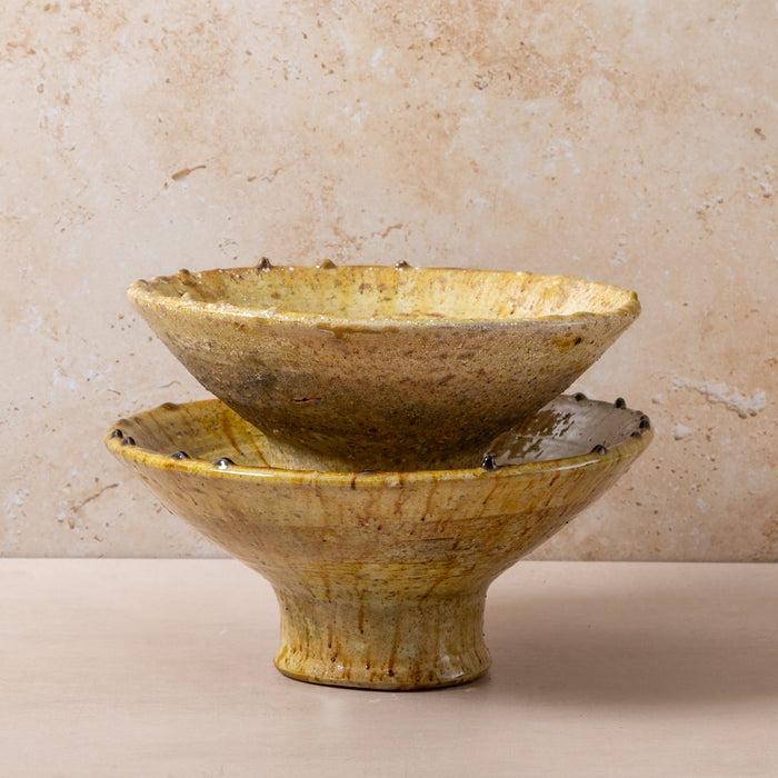 Moroccan Olive Tamegroute Angular Bowls on Stand