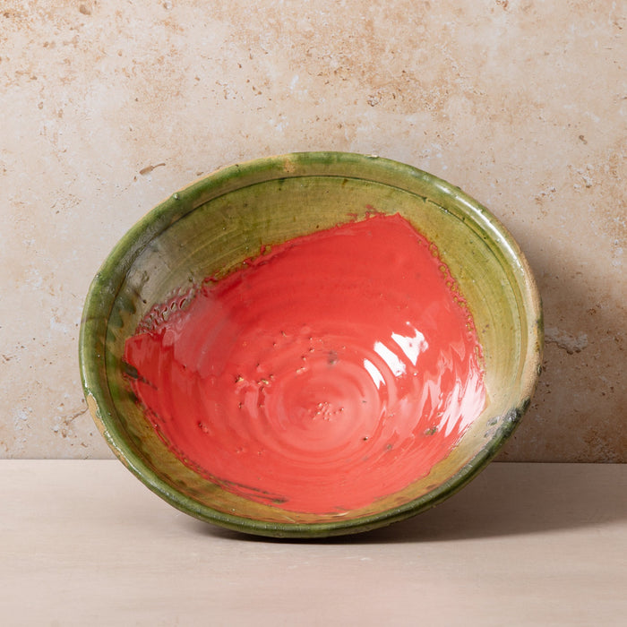 Moroccan Pink/Green Tamegroute Large Serving/Fruit Bowl