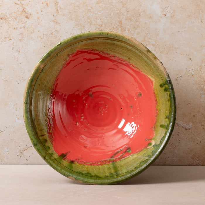 Moroccan Pink/Green Tamegroute Large Serving/Fruit Bowl