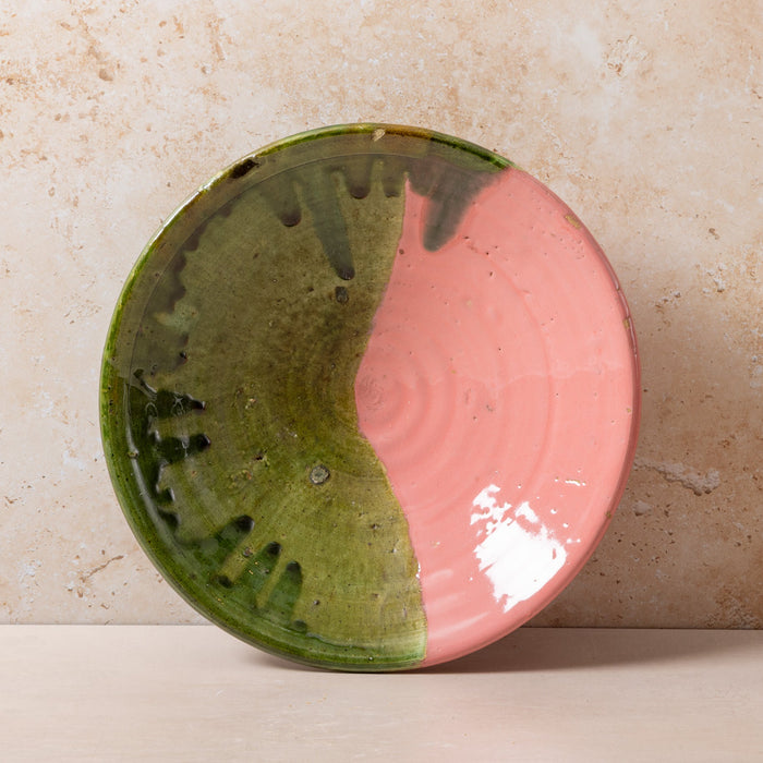 Moroccan Pink/Green Tamegroute Large Serving Platter