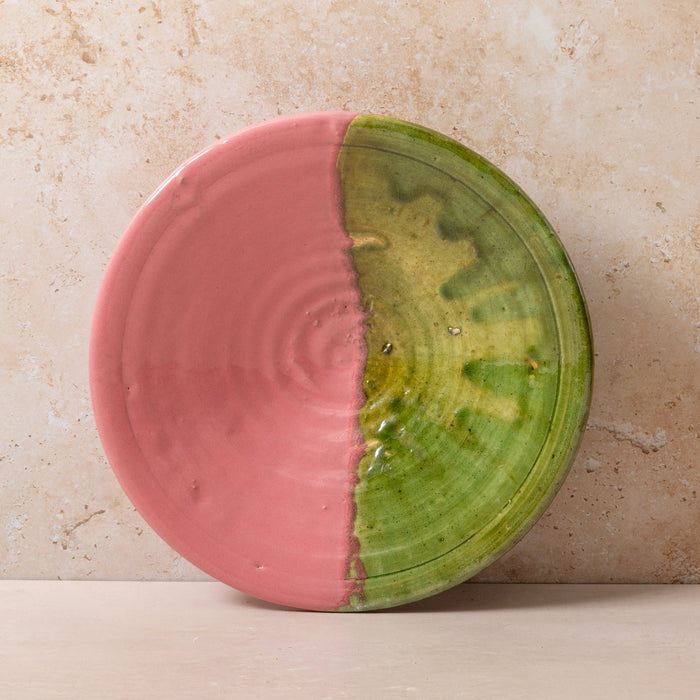 Moroccan Pink/Green Tamegroute Large Serving Platter