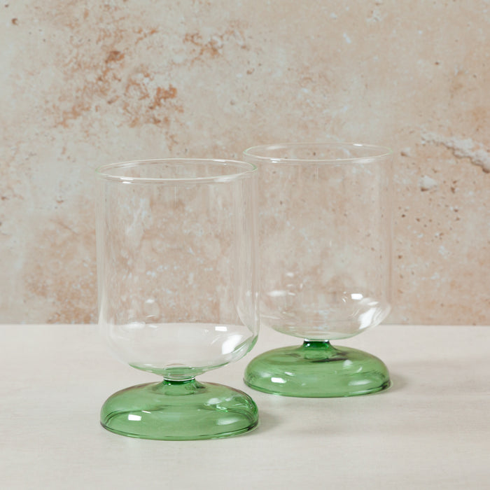 'Bloom' Clear/Green Wine Glass