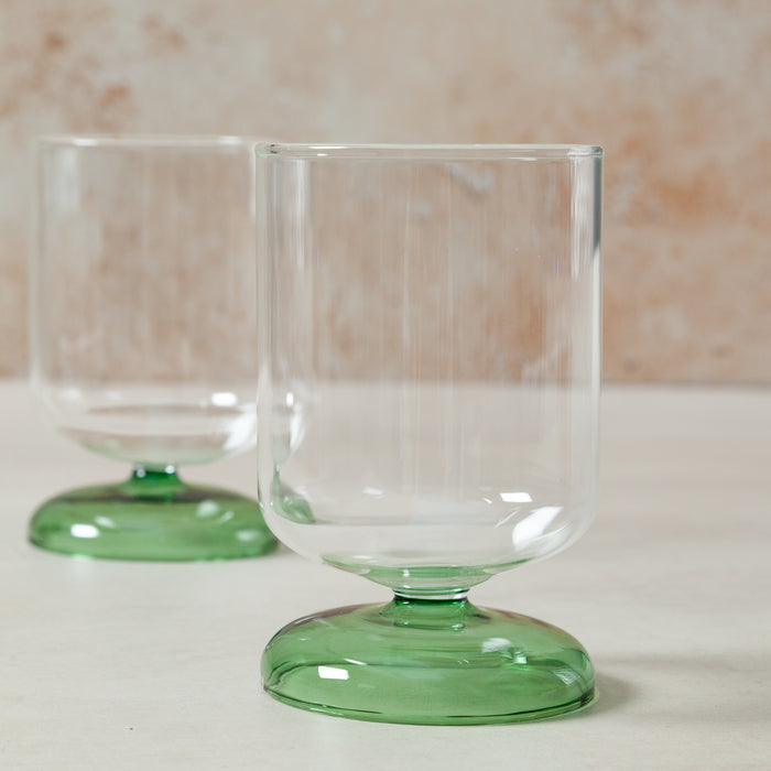 'Bloom' Clear/Green Wine Glass