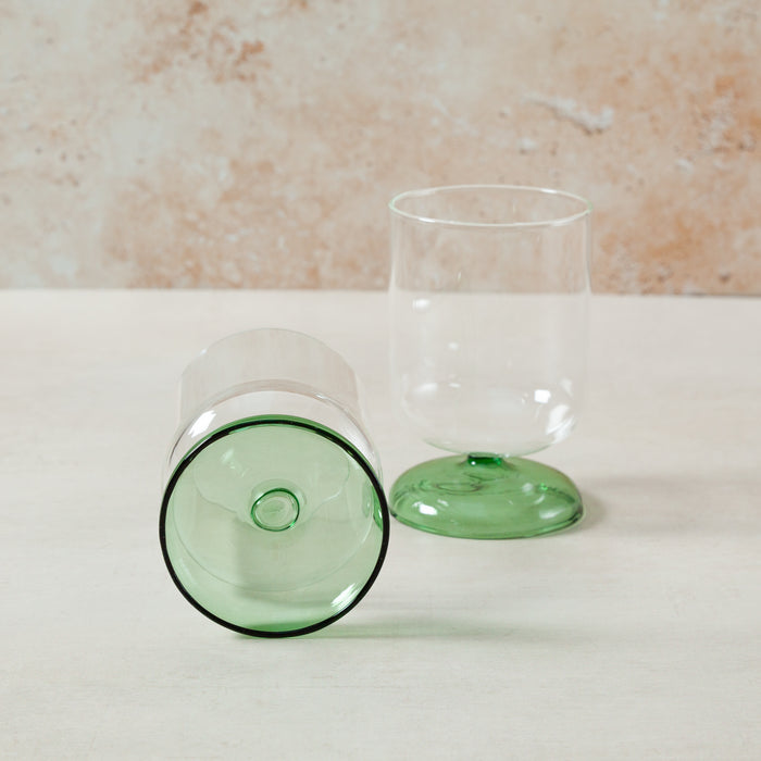 'Bloom' Clear/Green Wine Glass