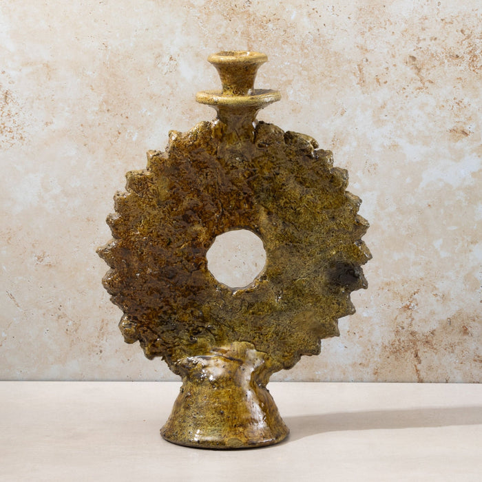Tamegroute Large Olive Round Candle Holder