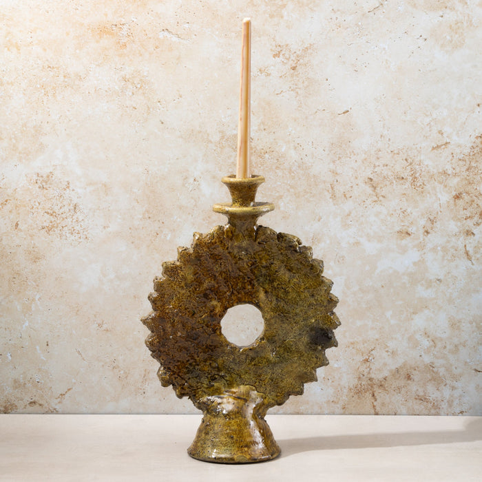 Tamegroute Large Olive Round Candle Holder