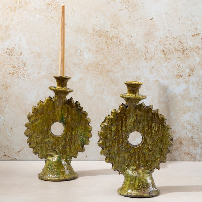 Tamegroute Medium Olive Round Candle Holder