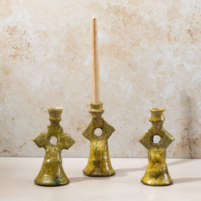 Tamegroute Mini Olive Diamond Candle Holders