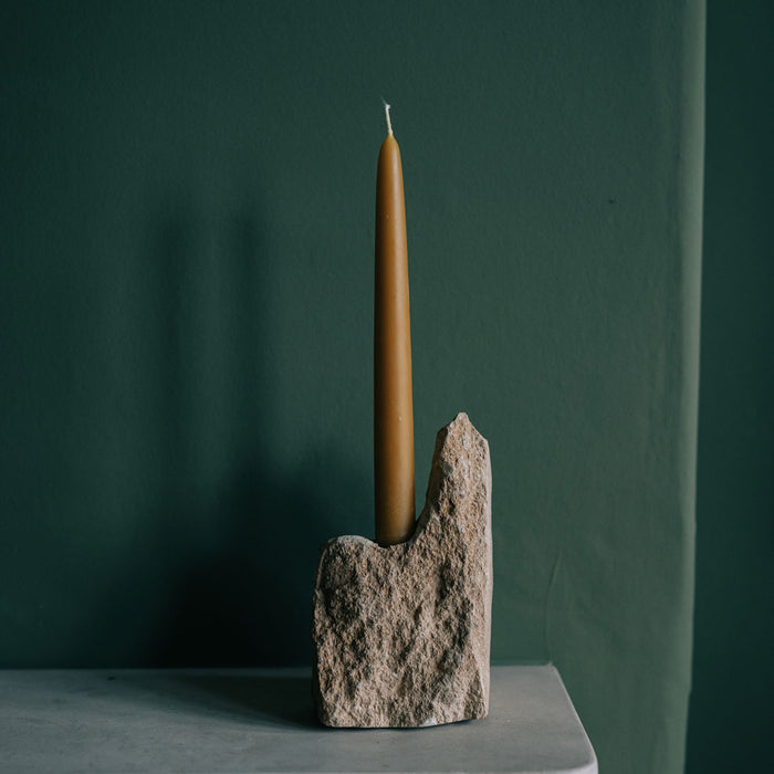 Carved Stone Candle Holder - Tall Single