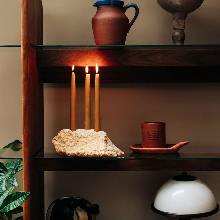 Carved Stone Candle Holder - Triple