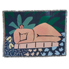 blanket wall hanging of  tropical and desert landscapes. nude woman in nature. 