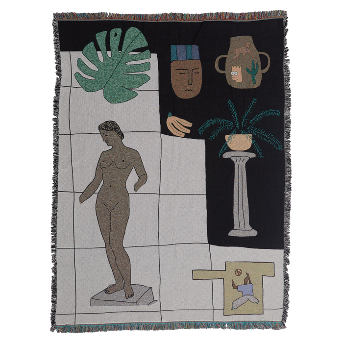 wall hanging banket of ancient greek illustrations, plants and statues. 