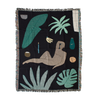 Woven art blanket mini featuring a reclining figure among tropical foliage and objects by BFGF