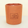 moroccan terracotta candle on a plain background. 