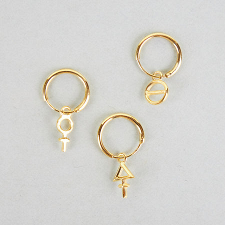 mini gold hoop earring with pendant 