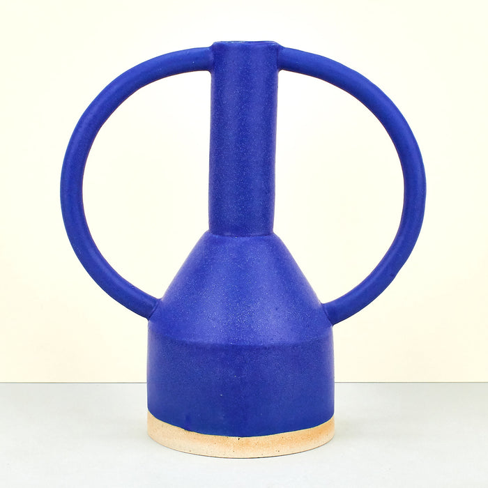 cobalt blue ceramic sculptural vase