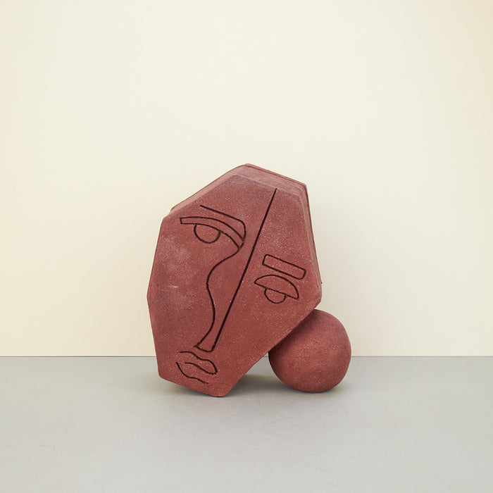 ceramic terracotta shapes of face illustrations, interior design decoration 