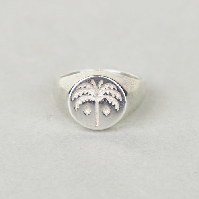 Palm signet ring, hand-cast from solid sterling Silver
