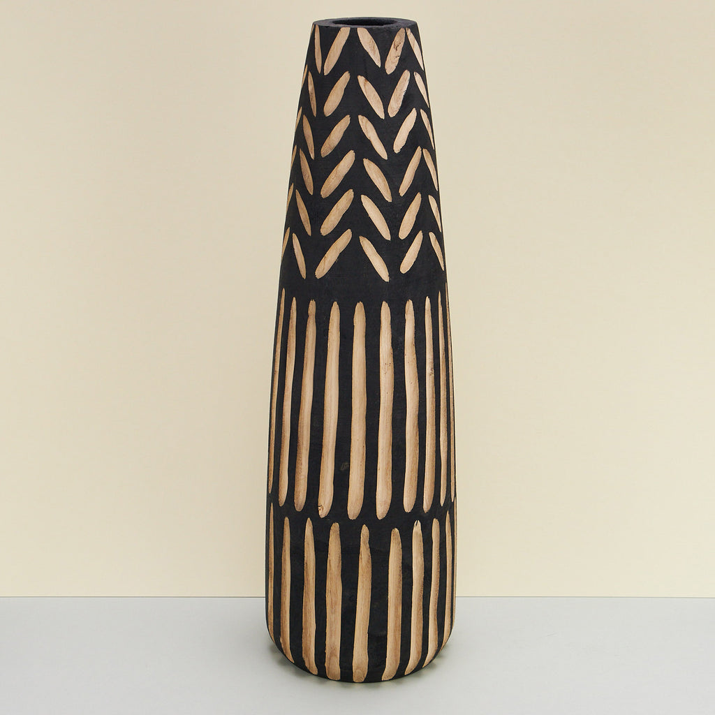 Hand-Carved Wooden Floor Vase by Bloomingville | A New Tribe