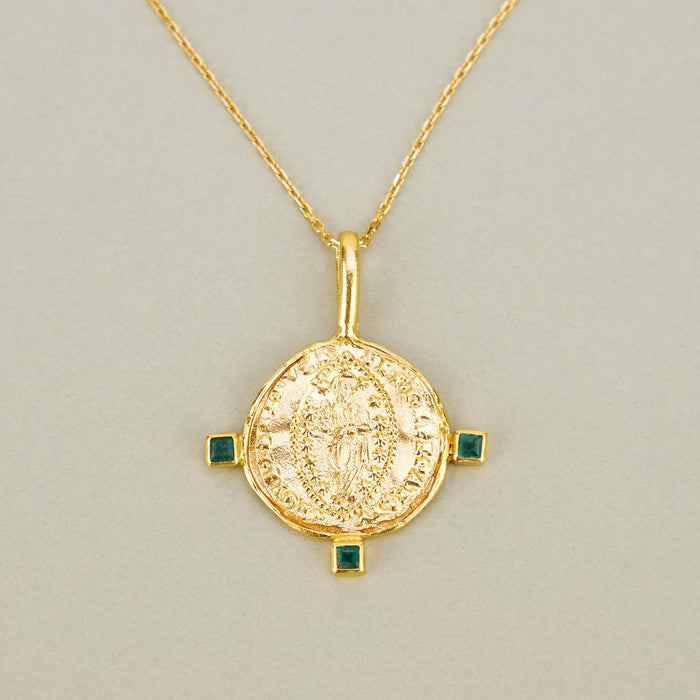 Byzantine Mandorle Medallion with Three Emeralds