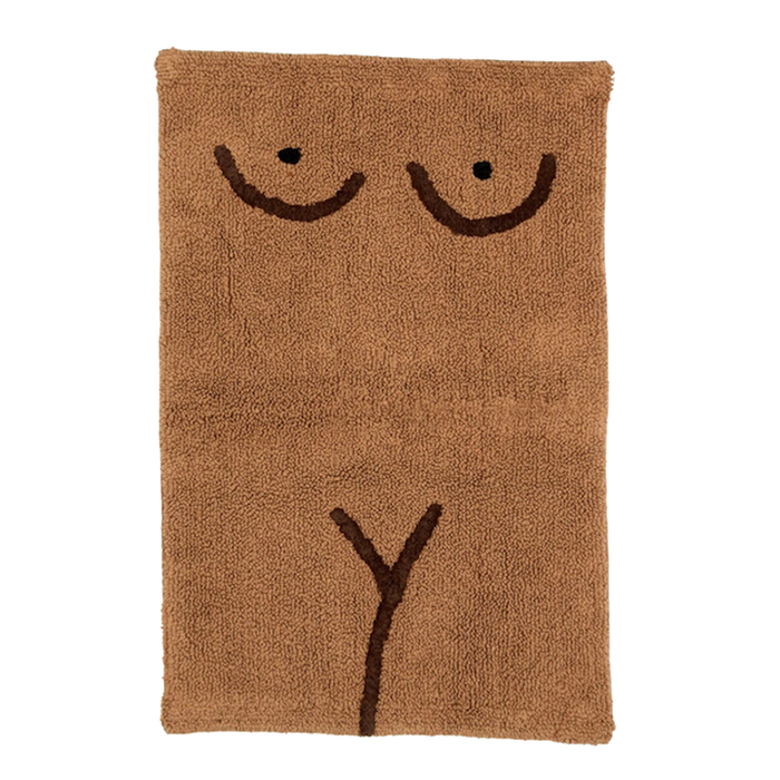Nude Torso bathmat with a tonal brown and black design on brown background