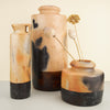 Ceramic Tunisian Large vases with natural glaze and low stripe detail